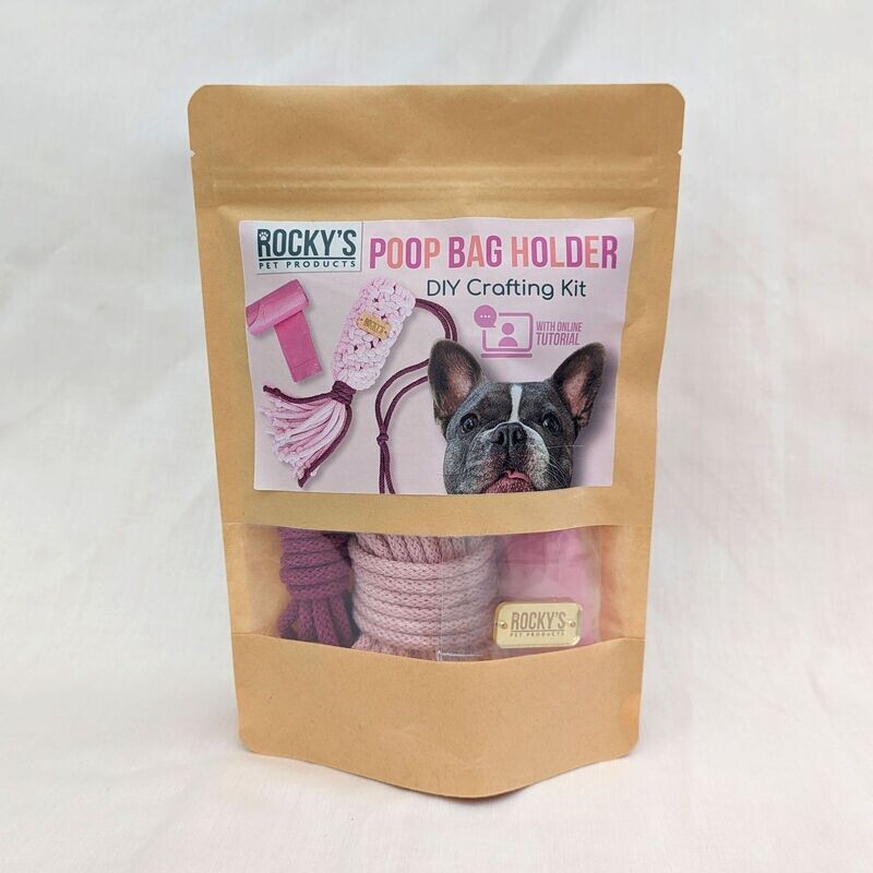REVERSED - Make Your Own Macramé Poop Bag /Treat Bag Holder Craft Kit - PINK
