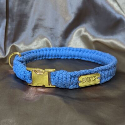 Handmade Macrame Dog Collar in Blue