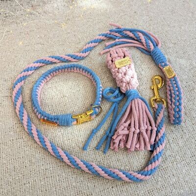Handmade Matching Dog Accessories PINK & BLUE Bundle