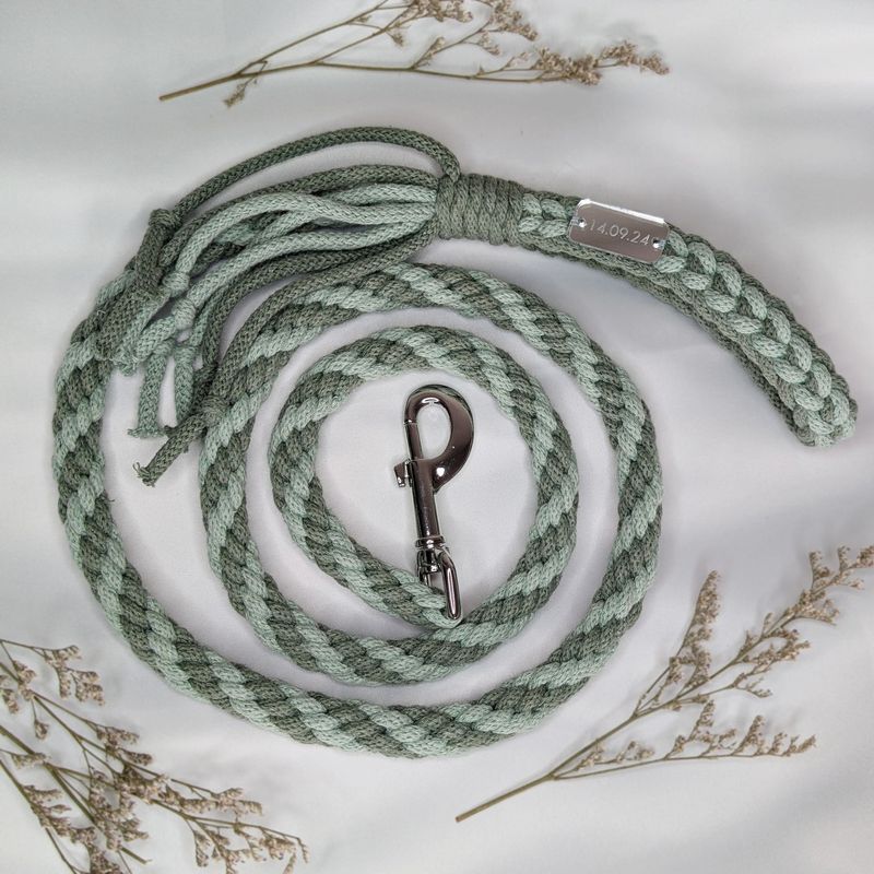 Handmade Dog Lead in Sage and Silver