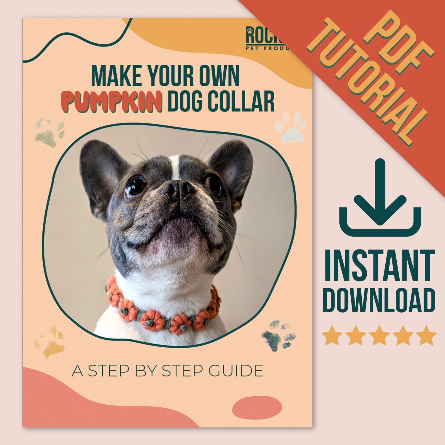 Make Your Own Pumpkin Dog Collar Digital Download how-to Guide