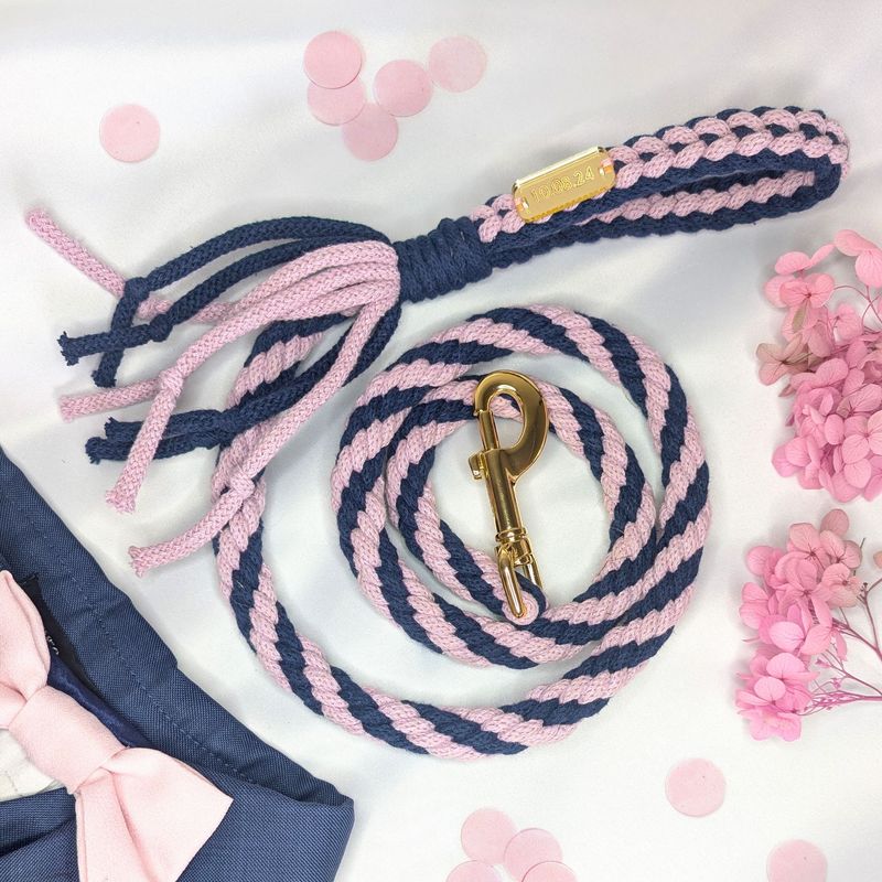 Handmade Dog Lead in Pink & Navy