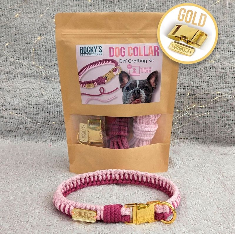 GOLD Hardware - Make Your Own Dog Collar Craft Kit - PINK