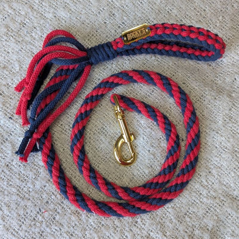 Handmade Dog Lead in Red & Navy