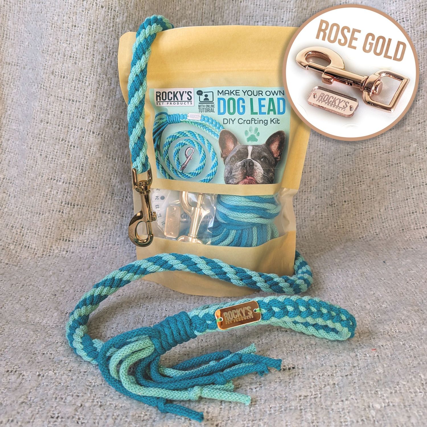 ROSE GOLD Hardware - Make Your Own Dog Lead Craft Kit - MINT