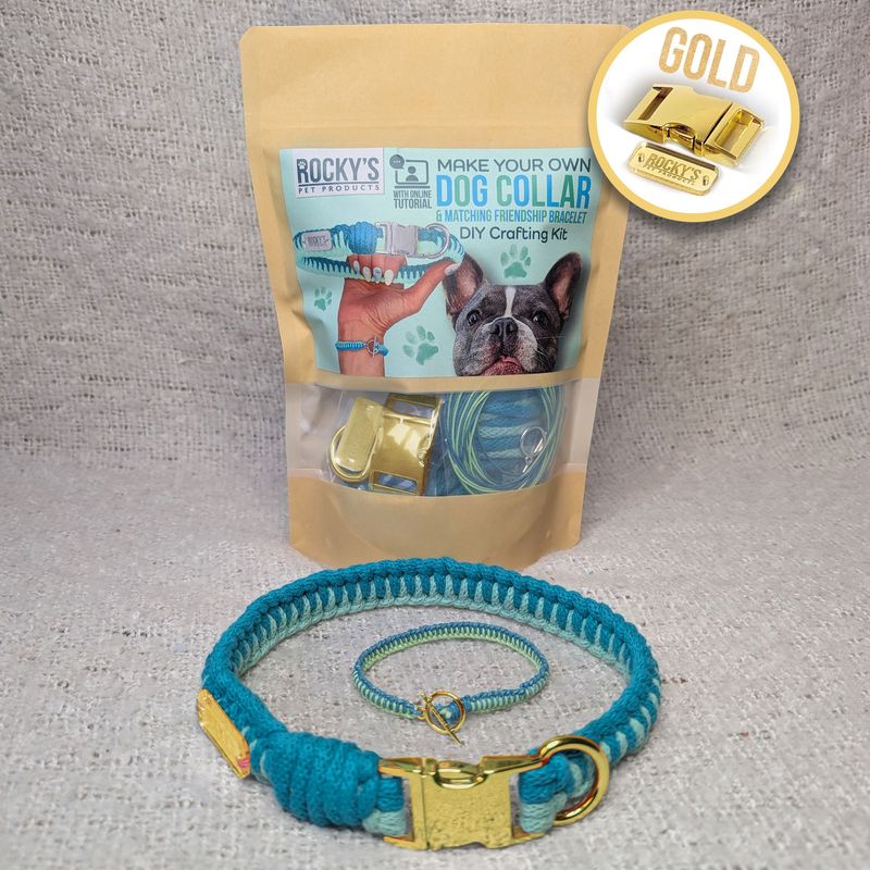 GOLD Hardware - Make Your Own Dog Collar with Friendship Bracelet Craft Kit - MINT