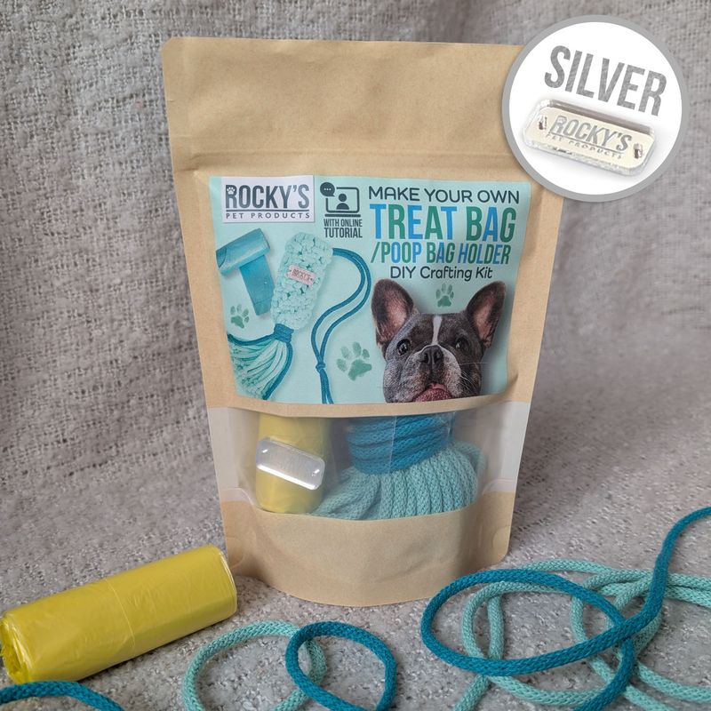 SILVER tag - Make Your Own Macramé Poop Bag Holder Craft Kit - MINT