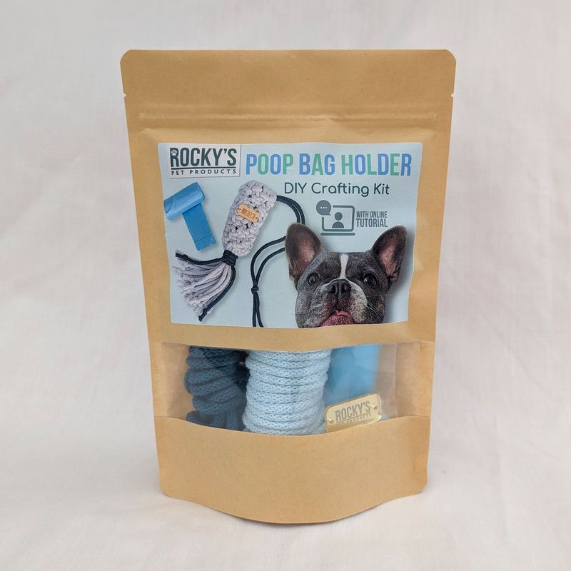 REVERSED - Make Your Own Macramé Poop Bag /Treat Bag Holder Craft Kit - BLUE