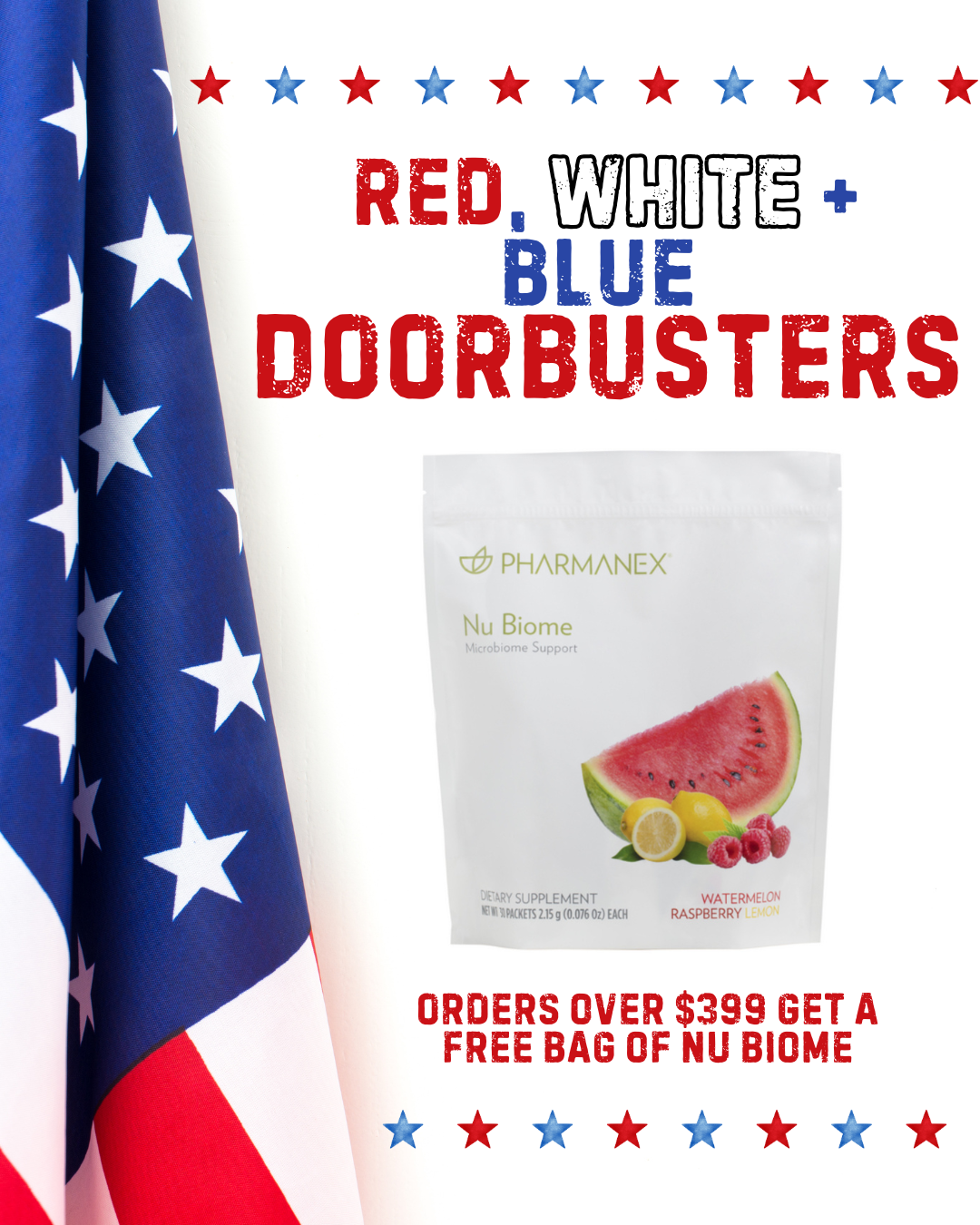 Door Buster orders over $399 FREE Nu Biome