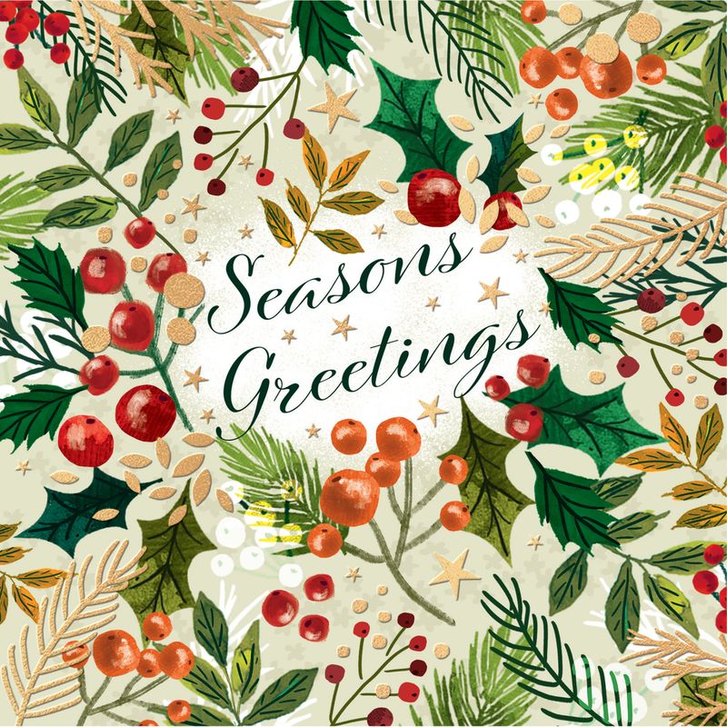 Floral Christmas Greetings - Pack of 10 Cards