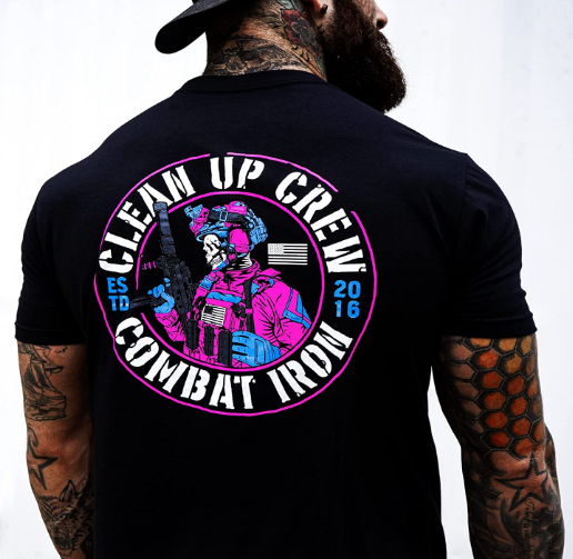 Combat Iron – Clean Up Crew – Men’s Short Sleeve Premium Military Preshrunk T-Shirt – Athletic Fit - Veteran Made in USA