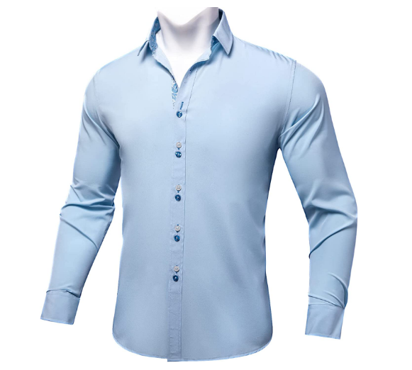 DiBanGu Mens Casual Shirt Long Sleeve Button Down Dress Shirt Regular Fit Collar Pin