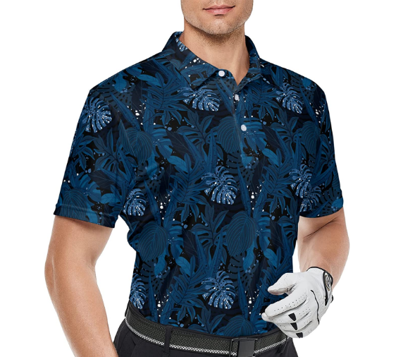 Men's Golf Shirts Short Sleeve Dry Fit Polo Shirts Fashion Print Performance Moisture Wicking Outdoor Sports T-Shirts