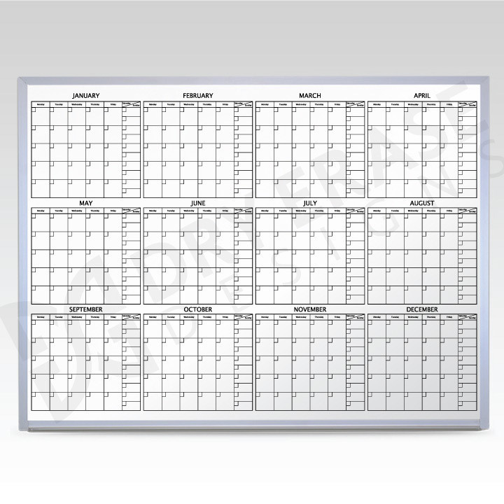 Custom 12 Month At-A-Glance Magnetic Whiteboard Calendar 60 x 48