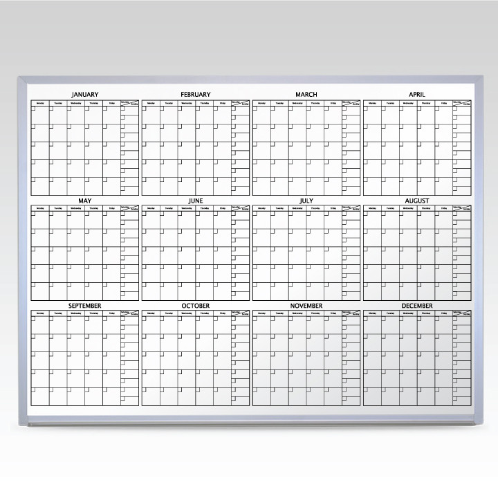 Custom 12-Month At-A-Glance Magnetic Whiteboard Calendar 96 x 48