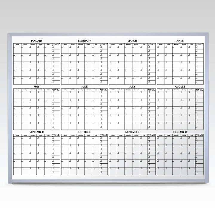 Custom 12 Month Whiteboard Calendar 48 x 72 At A Glance Whiteboards