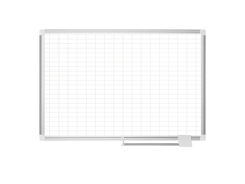 MasterVision Magnetic Steel Dry-Erase Planning Board, 1" x 2" Grid, Aluminum Frame, 72" x 48"