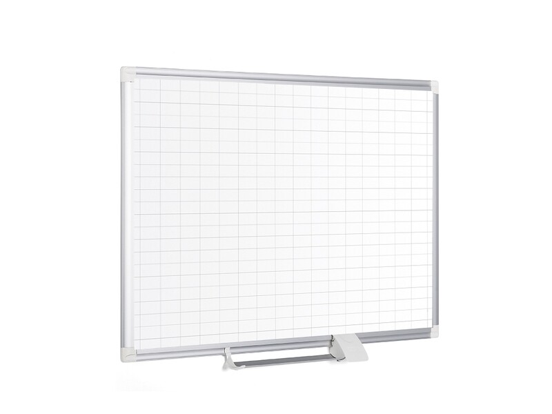 MasterVision Magnetic Steel Dry-Erase Planning Board, 1" x 2" Grid, Aluminum Frame, 72" x 48"
