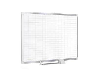 MasterVision Magnetic Steel Dry-Erase Planning Board, 1" x 2" Grid, Aluminum Frame, 72" x 48" +Kit Included