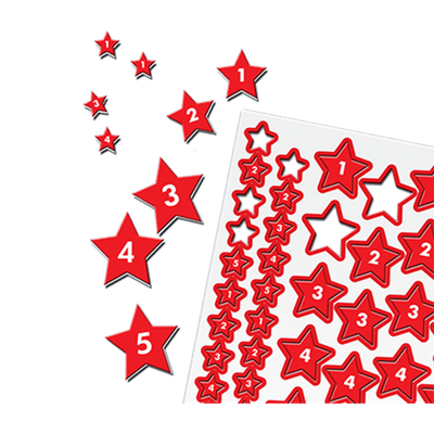 Magnetic Numbered Red Stars (1 Sheet)