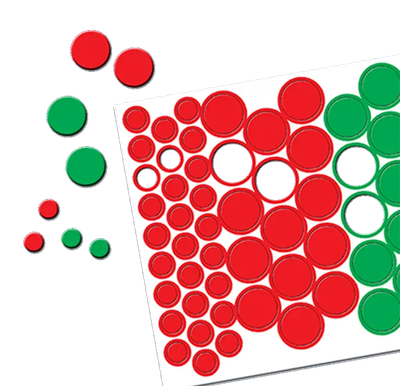 Vinyl Sheet of Magnetic Red and Green 0.4″ and 0.8″ Circles