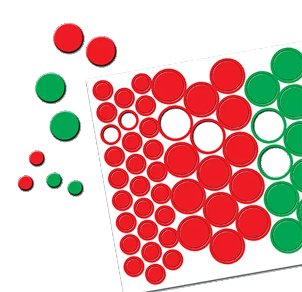 Vinyl Sheet of Magnetic Red and Green 0.4″ and 0.8″ Circles