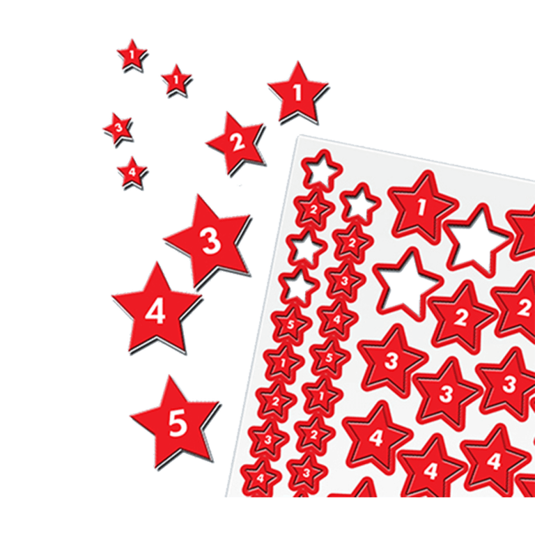 Magnetic Numbered Red Stars (1 Sheet)