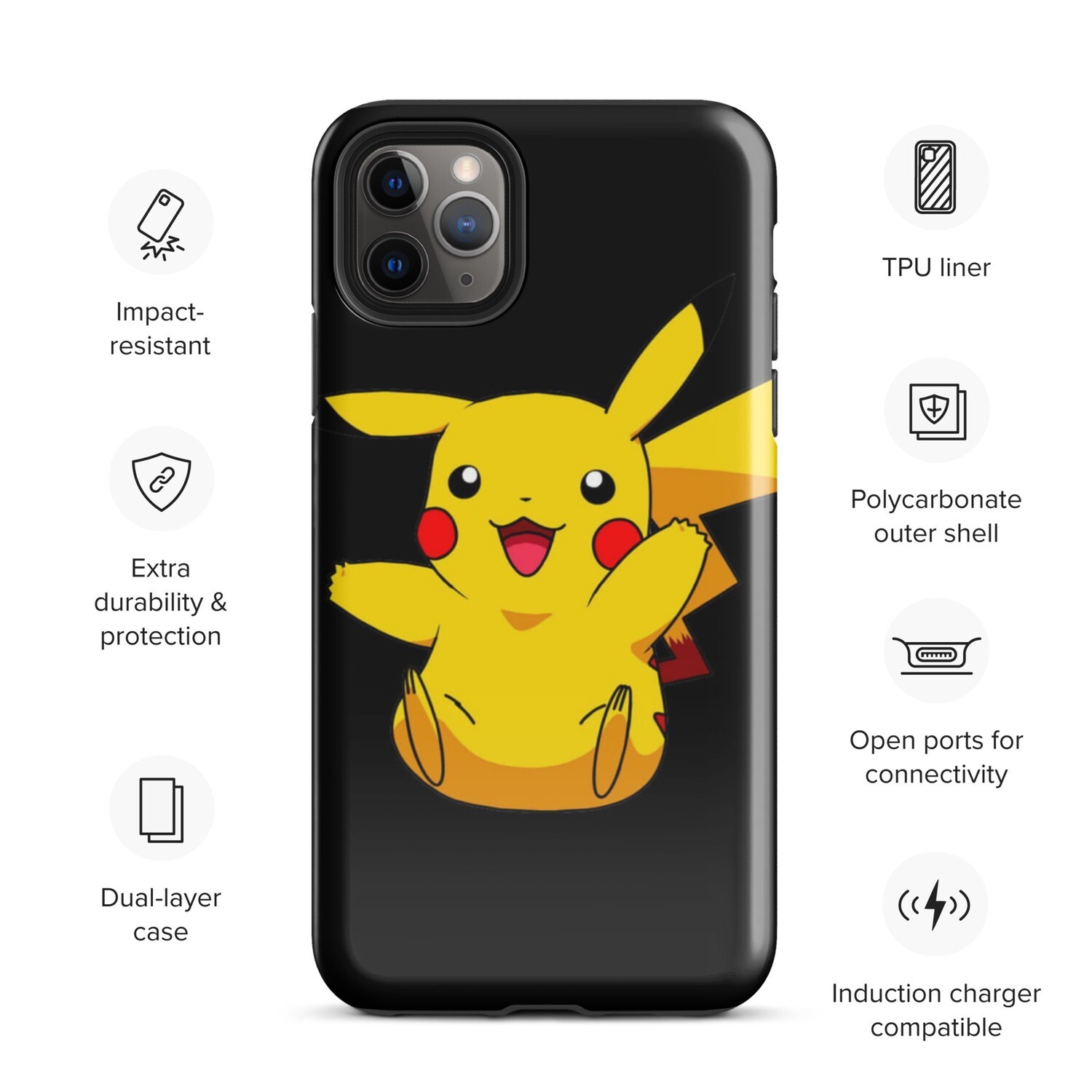 Pikachu Pokemon Tough Case for iPhone 11,12,13,14,15 and more ! 