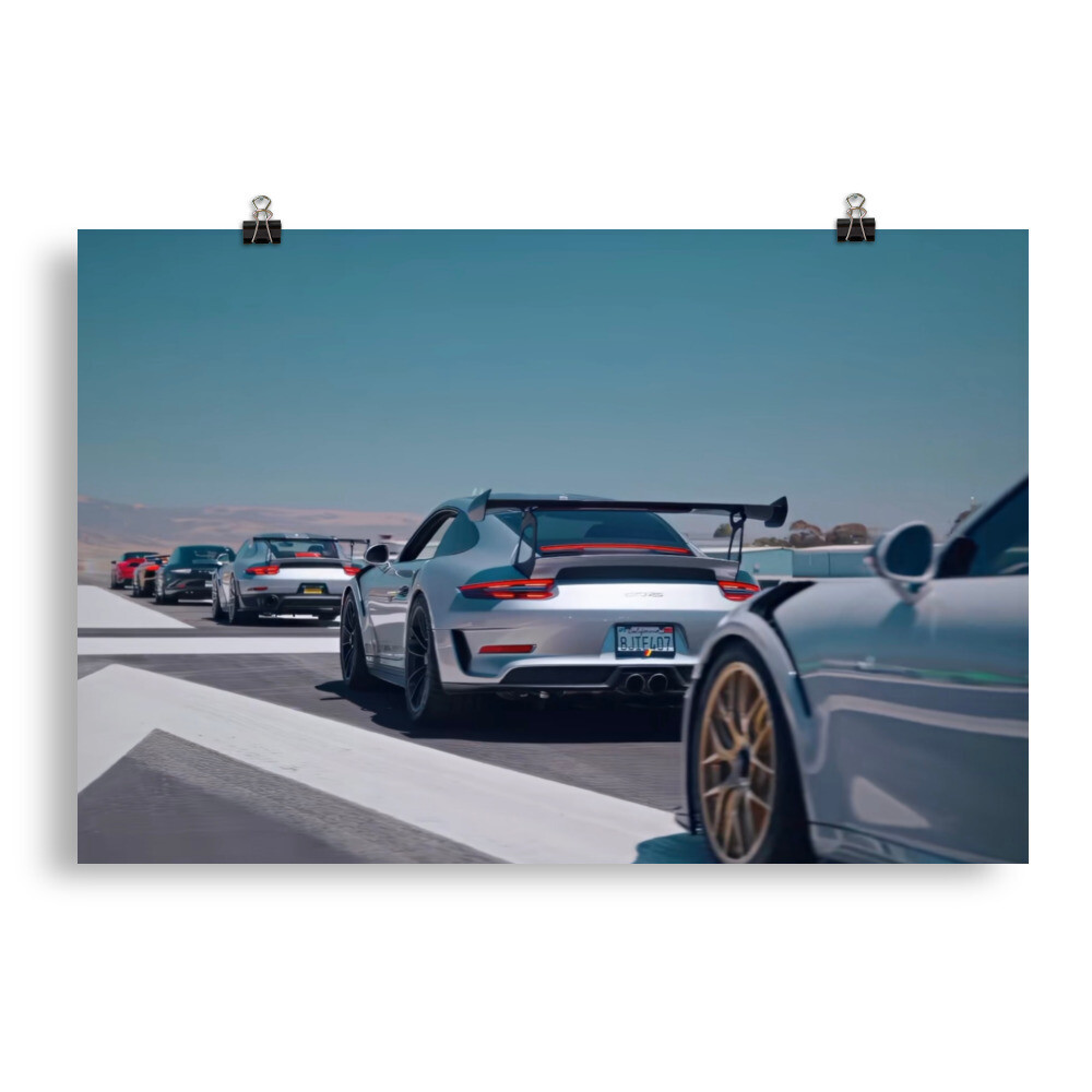Porsche 911 GT3 RS Linup Wall Decor Poster - 24x36inch and More - Matte Paper No Frame