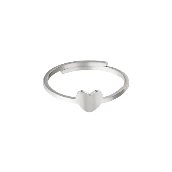 Hartje Ring Verstelbaar Zilver