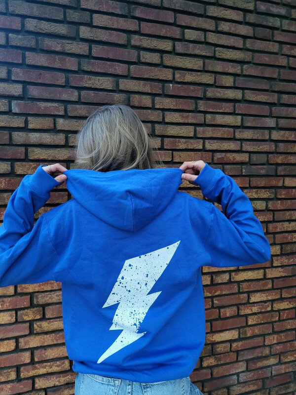 De Blauwe Bliksem Hoodie Met Wit