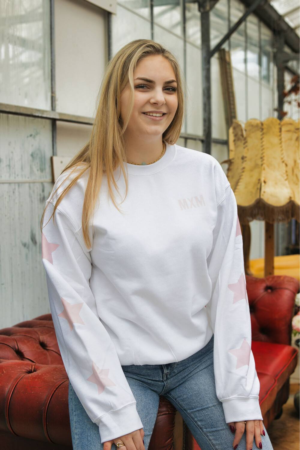 De Witte Noor Sweater Met Roze