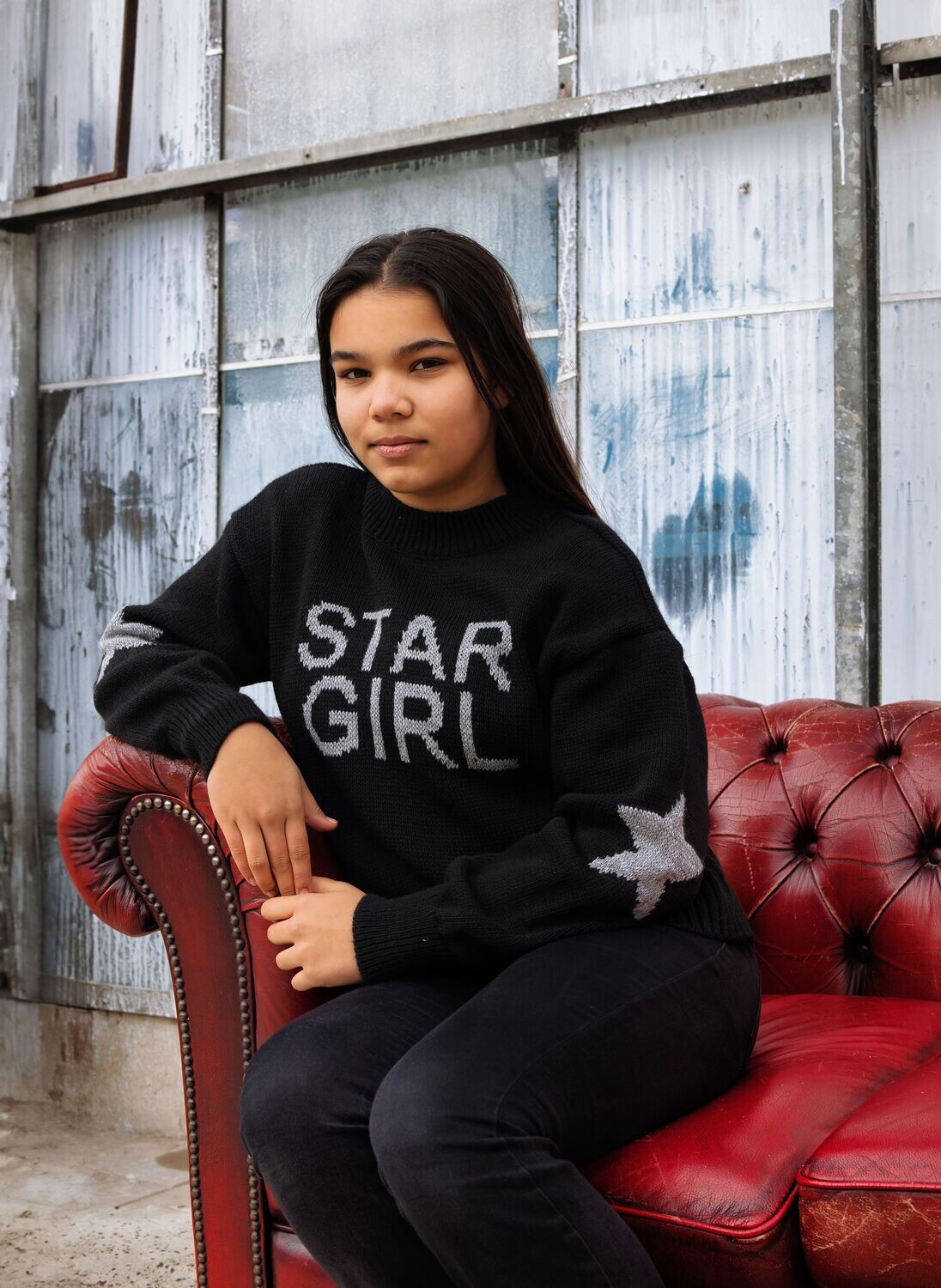 Star Girl Sweater Black One Size