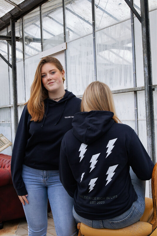 HOODIE navy bliksem valde nice