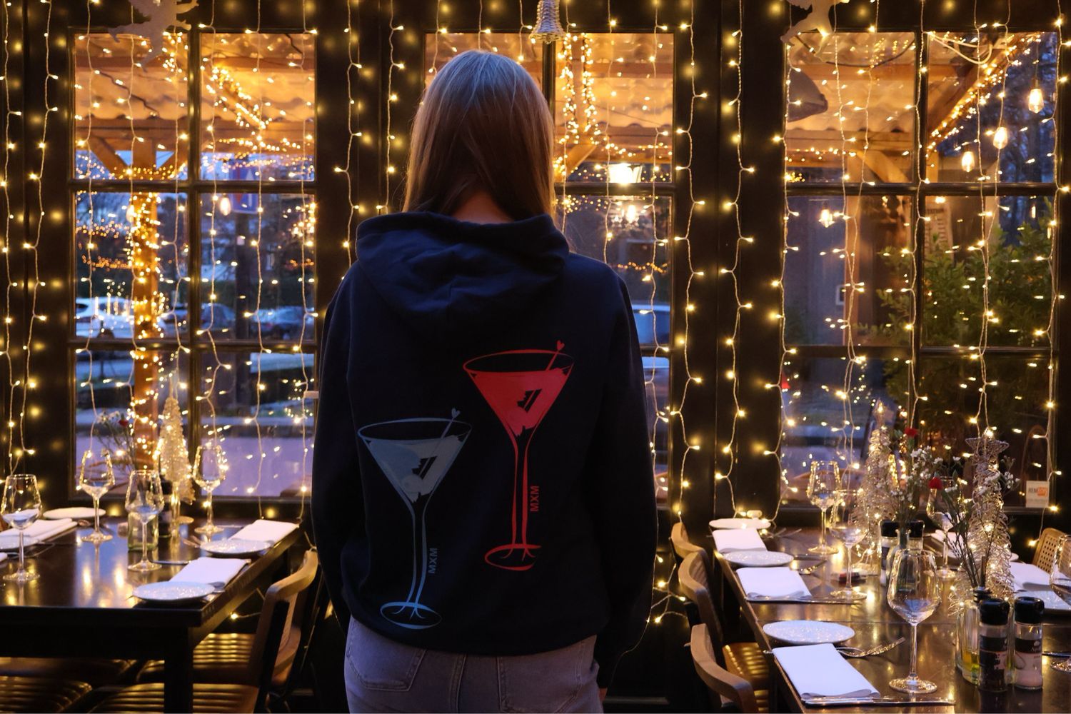 BLUE/PINK MARTINI HOODIE navy