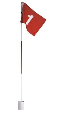 Golfhole mit Fahne, Golffahne Flaggenstab mit Loch