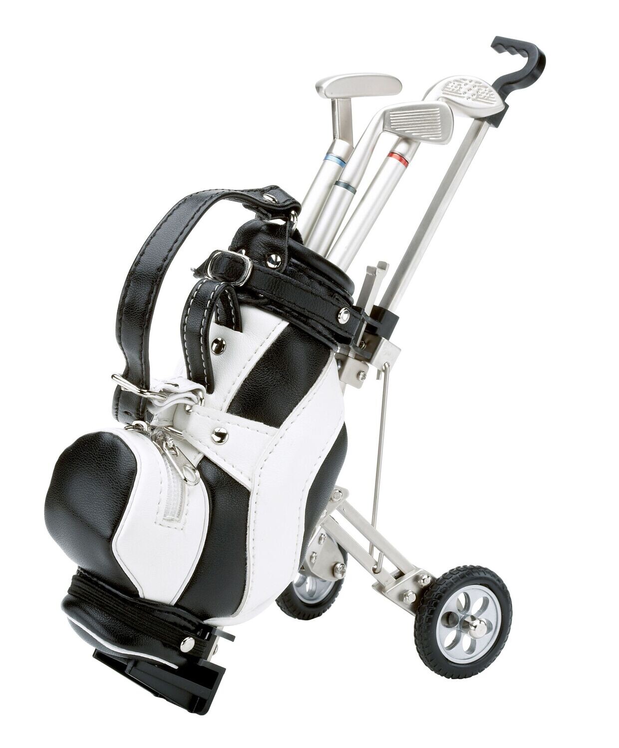 Ledergolftasche auf Caddywagen