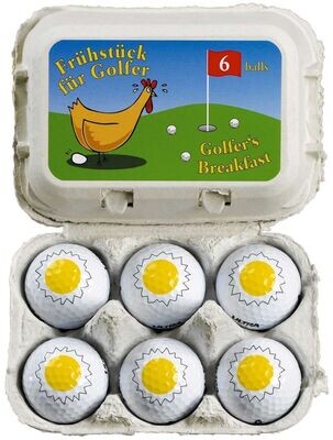 Golfer's Breakfast 6 Golfbälle im Eierpack
