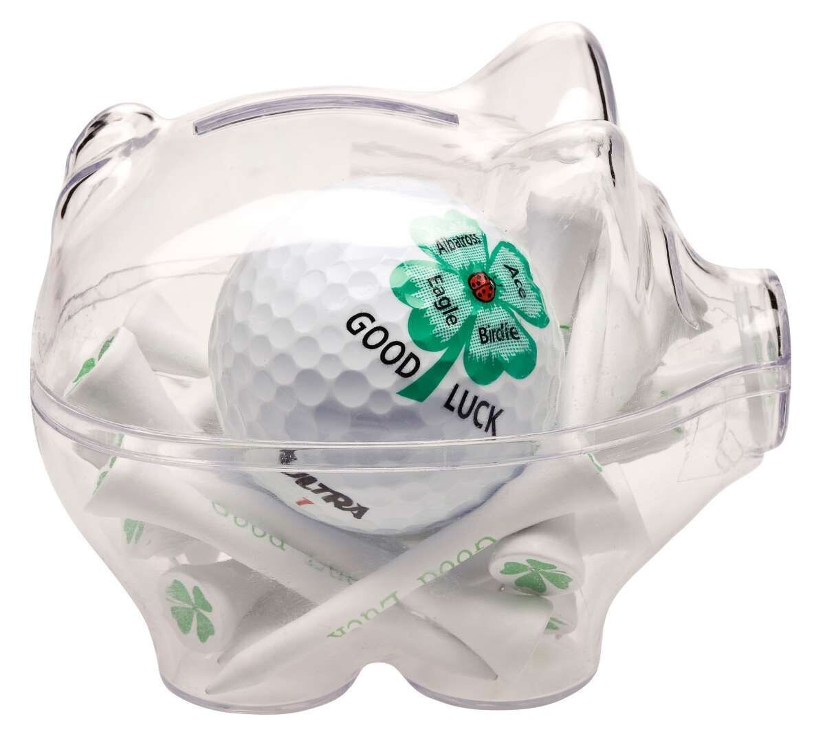 Sparschwein Good Luck, Golf Ball, ca. 30 weiße Tees