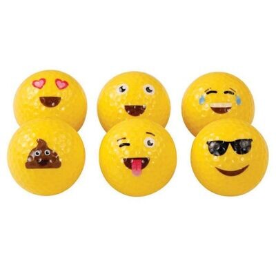 6 Stück Golfball Emoji Emoticon mit lustigem Gesicht