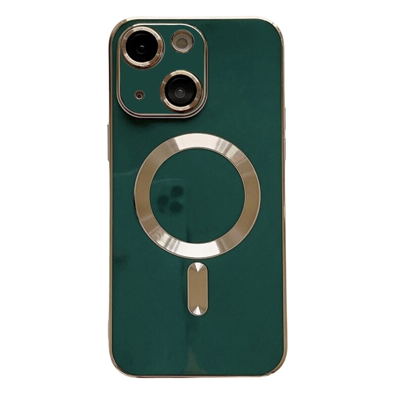 iPhone 15 Magsafe Plating TPU Phone Case with Lens Film(Green)
