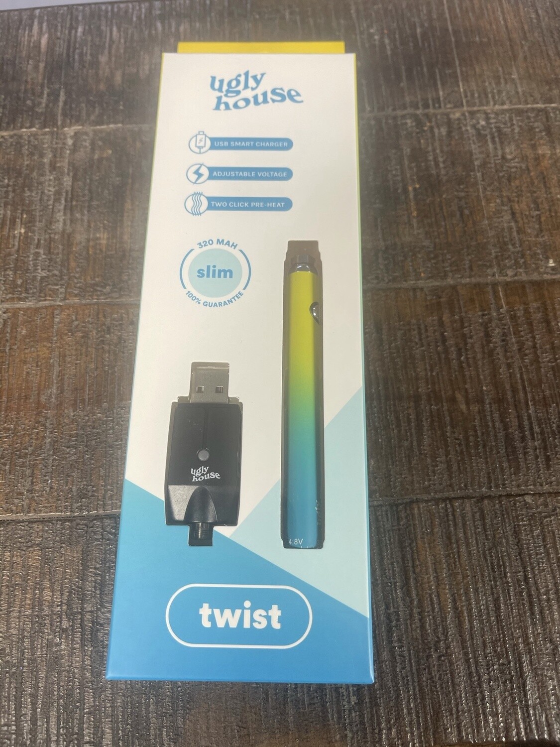 Ugly House Slim Twist Pen Battery 320 mAh Adjustable Voltage, Colour: Yellow/Blue