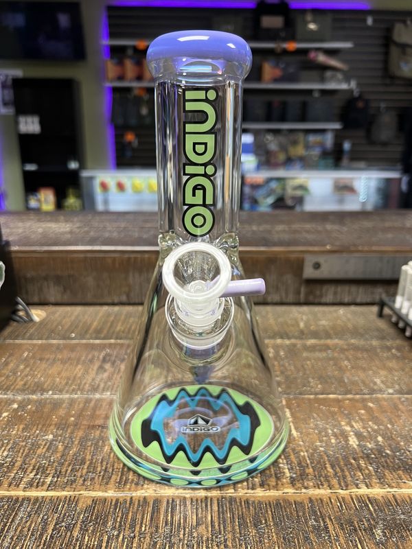 10&quot; Indigo Glass Beaker (Wig Wag Base Design)