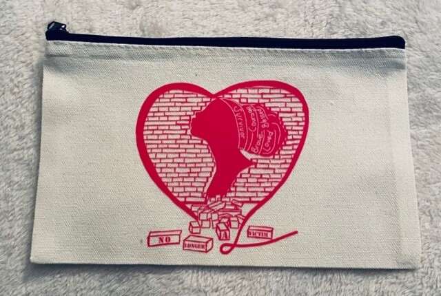 No Longer a Victim cosmetic bag (Pink logo)