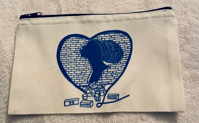 No Longer a Victim cosmetic bag (Royal Blue logo)