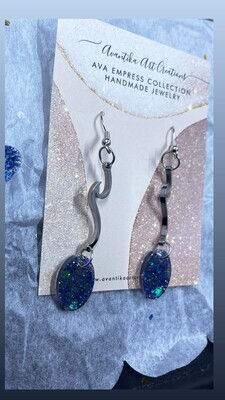 Blue Oval Sparkle drop earrings