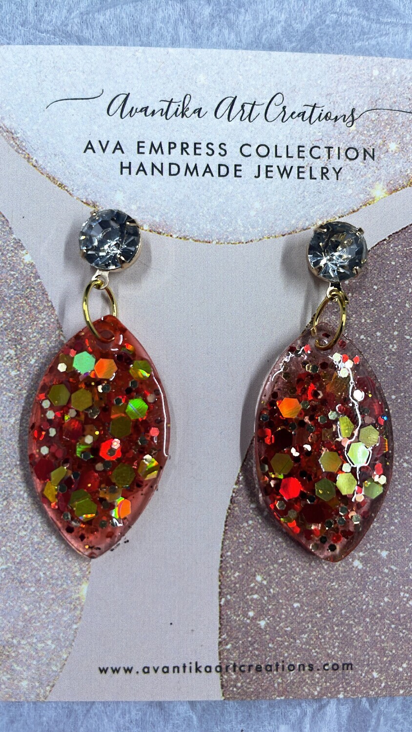 Red Sparkle teardrop earrings