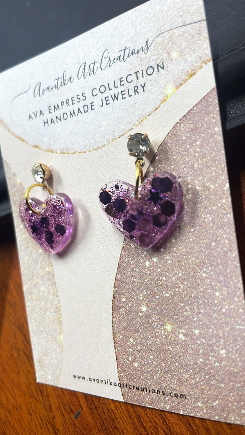 Purple heart sparkle with faux diamond
