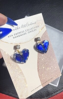 Love heart Royal Blue earrings