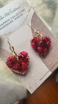 Love Red Heart Earring and Necklace Set